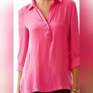 Lilly Pulitzer Women's Pink Button-Up Blouse